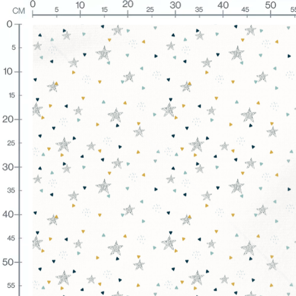 Tissu - Étoiles et triangles colorés