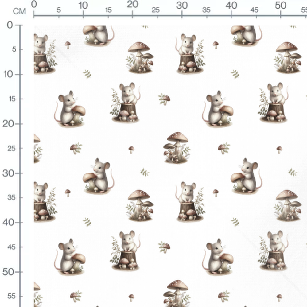 Tissu - Souris et champignons mignons