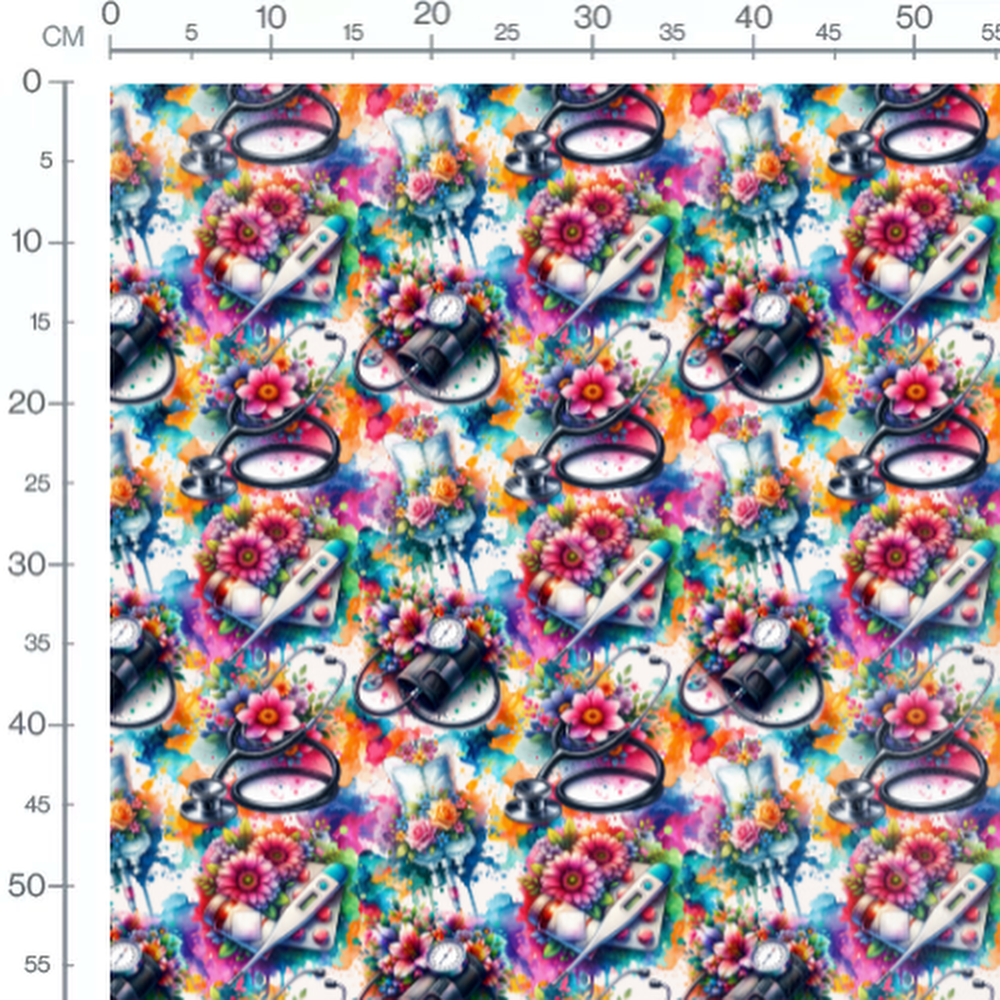 Tissu - Tissu Medical Fleurs Couleur