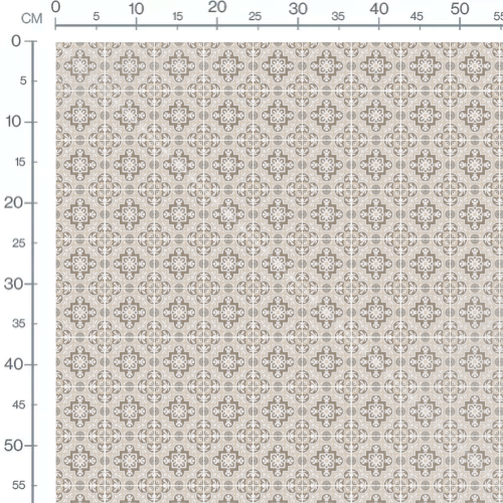 Tissu - Fleurs grises en mosaïque beige