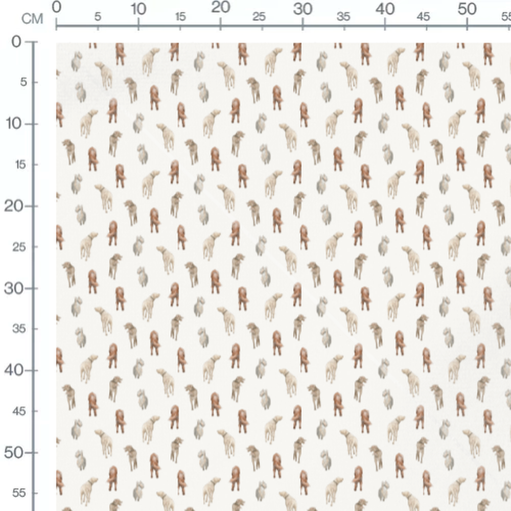 Tissu - Chiens aquarelle sur fond blanc