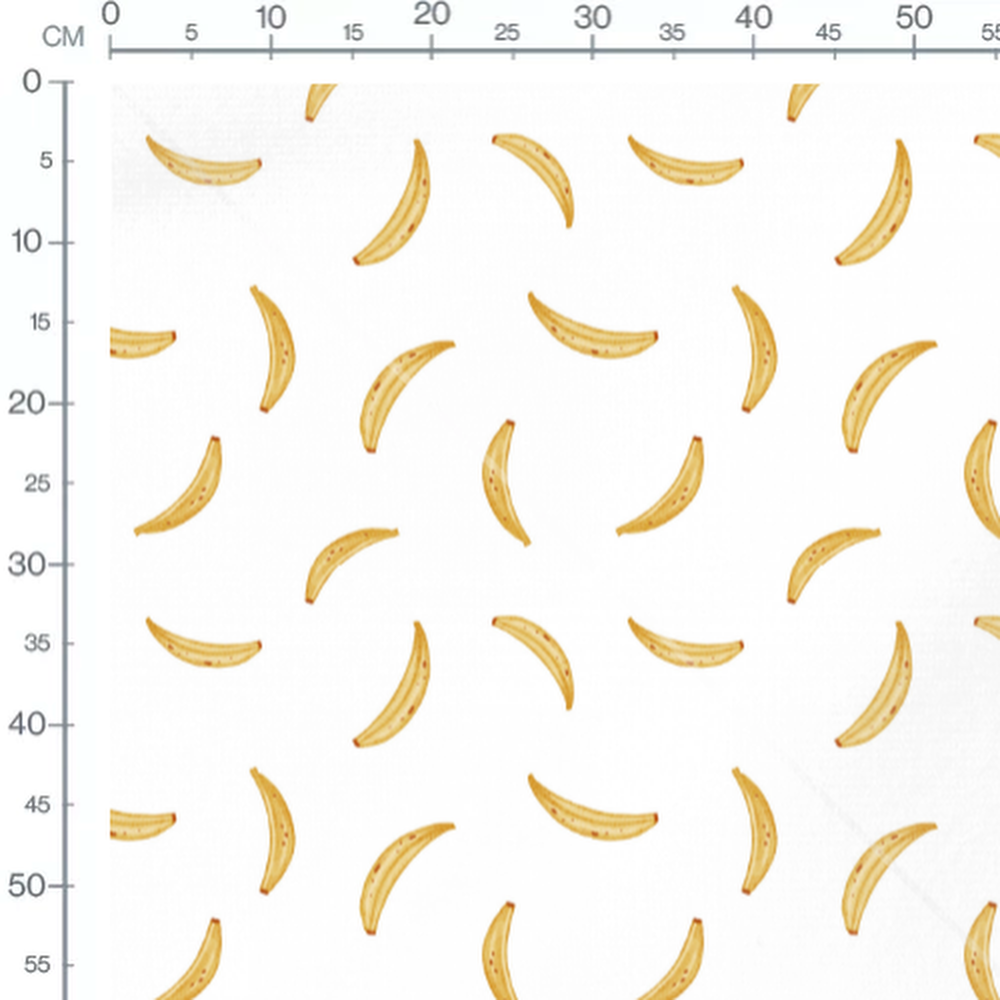 Tissu - Bananes jaunes sur fond blanc