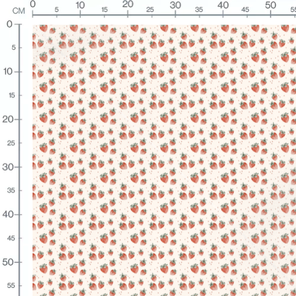 Tissu - Fraises aquarelle fond crème