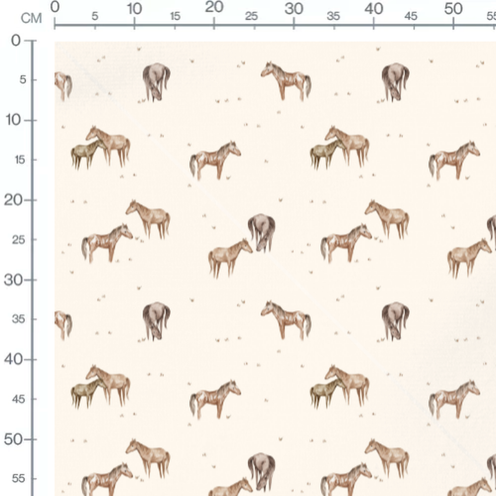 Tissu - Chevaux bruns et gris