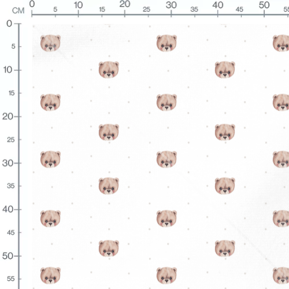 Tissu - Oursons beiges et pois gris