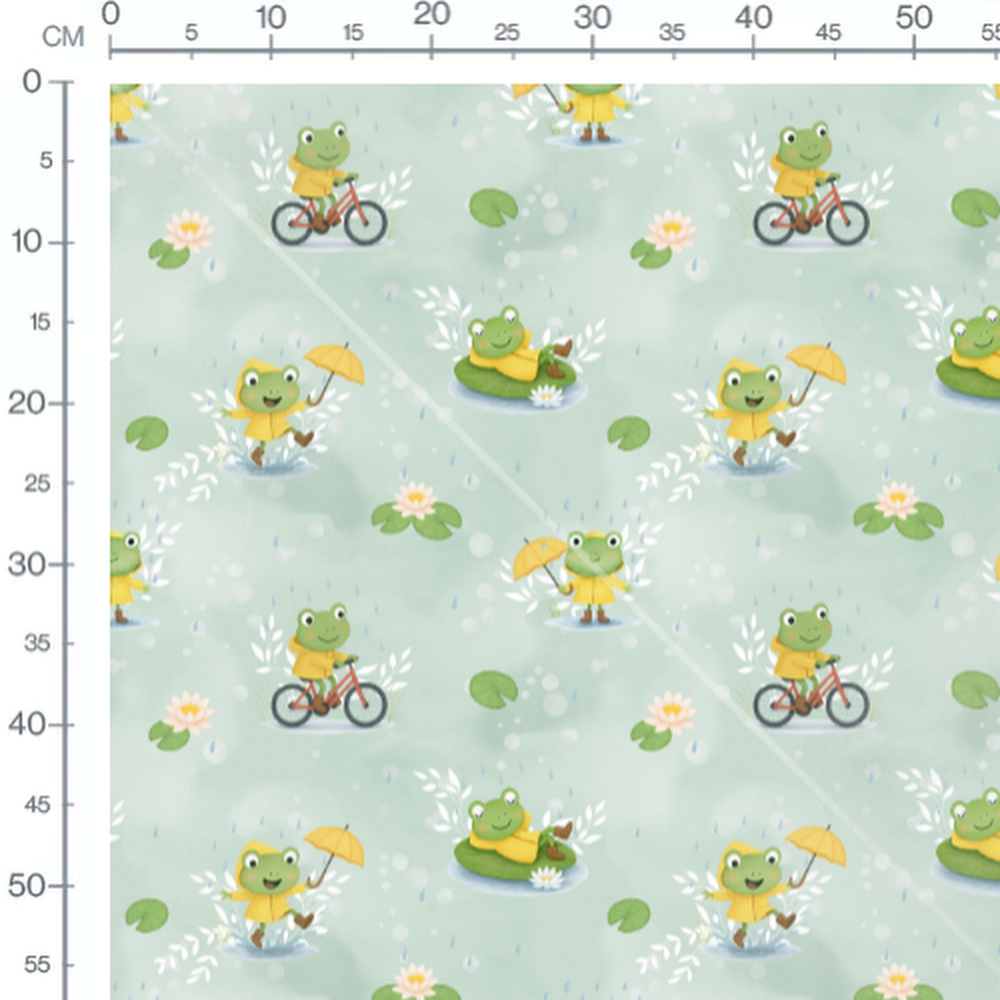 Tissu - Grenouilles en imperméable jaune