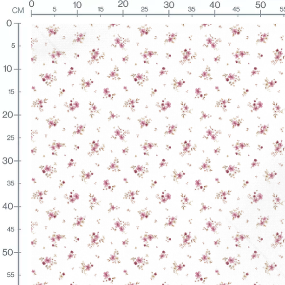 Tissu - Fleurs roses sur fond blanc 5