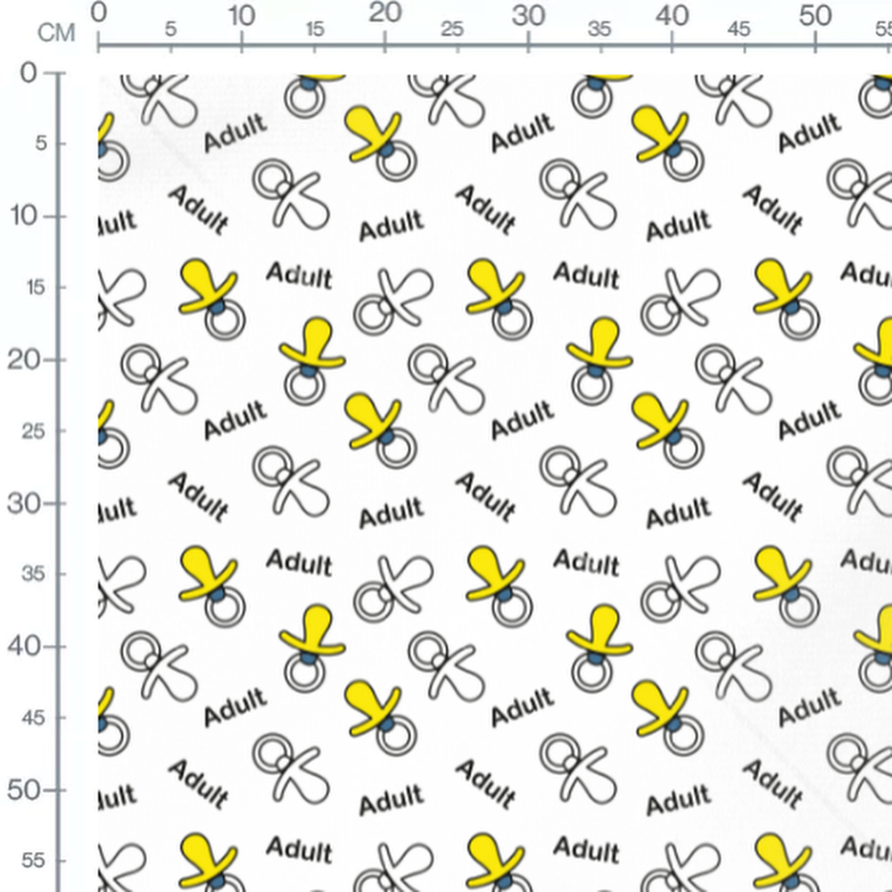 Tissu - Sucettes jaunes et texte