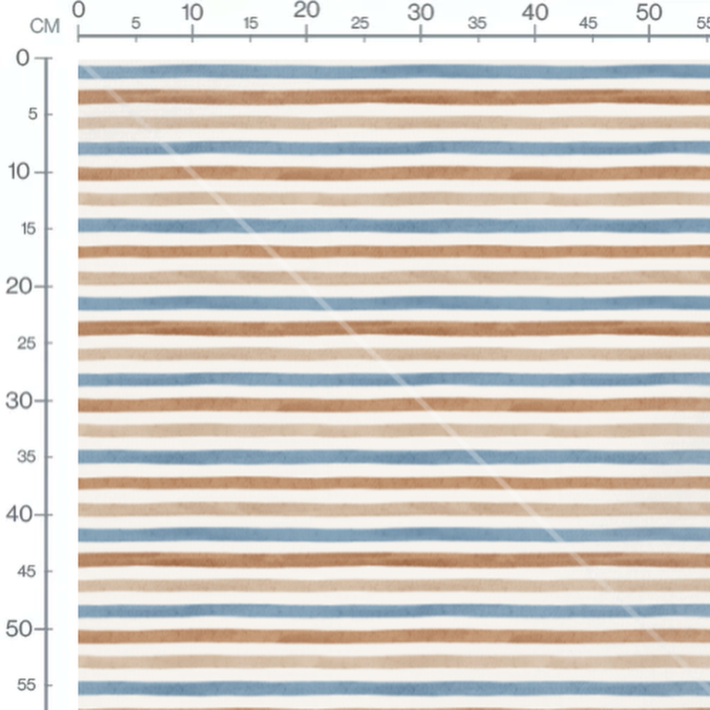 Tissu - Rayures variées bleu et brun