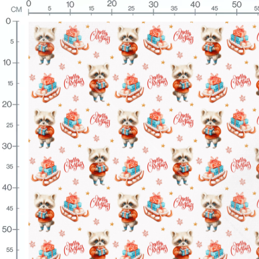 Tissu - Raton laveur et cadeaux