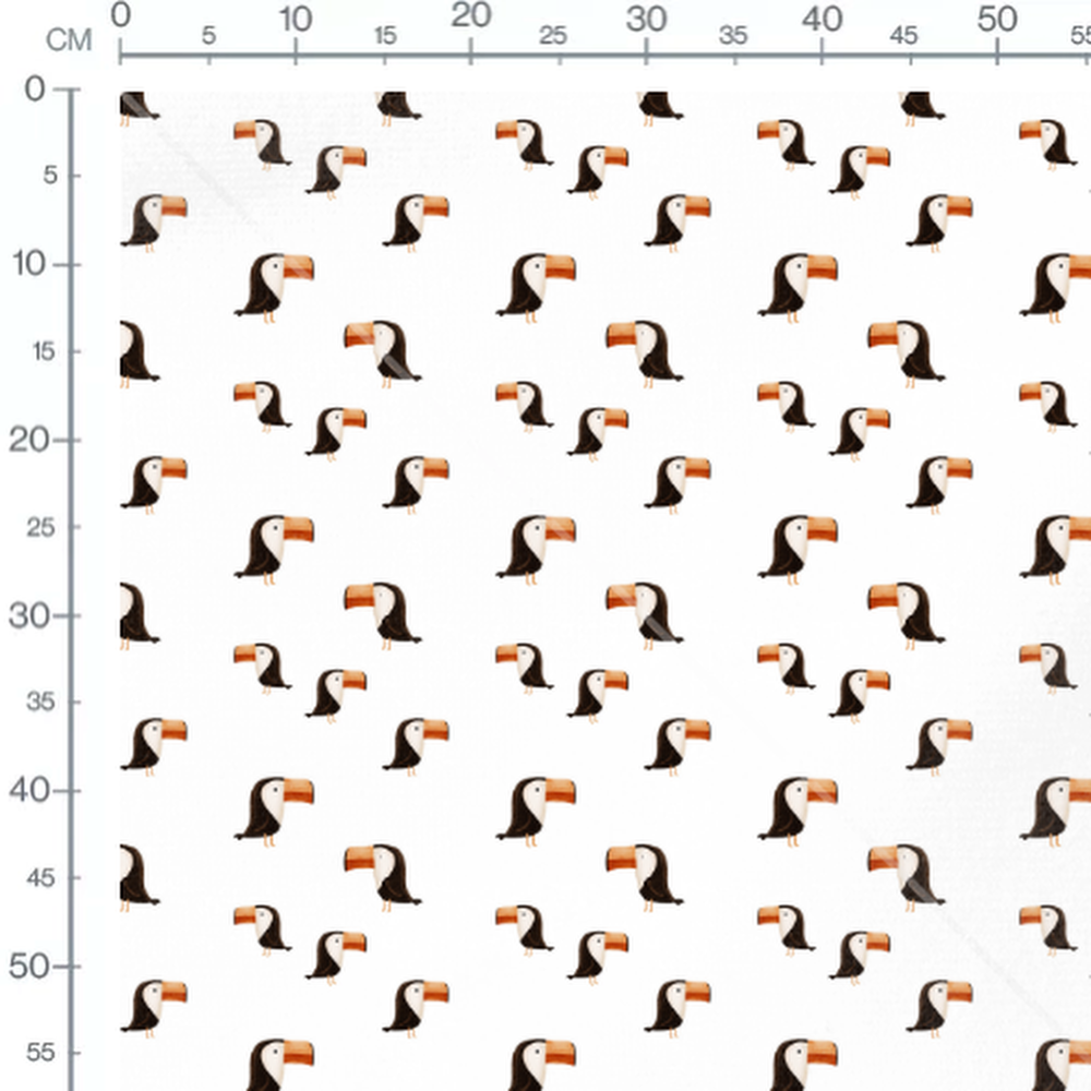 Tissu - Toucans vifs sur fond clair