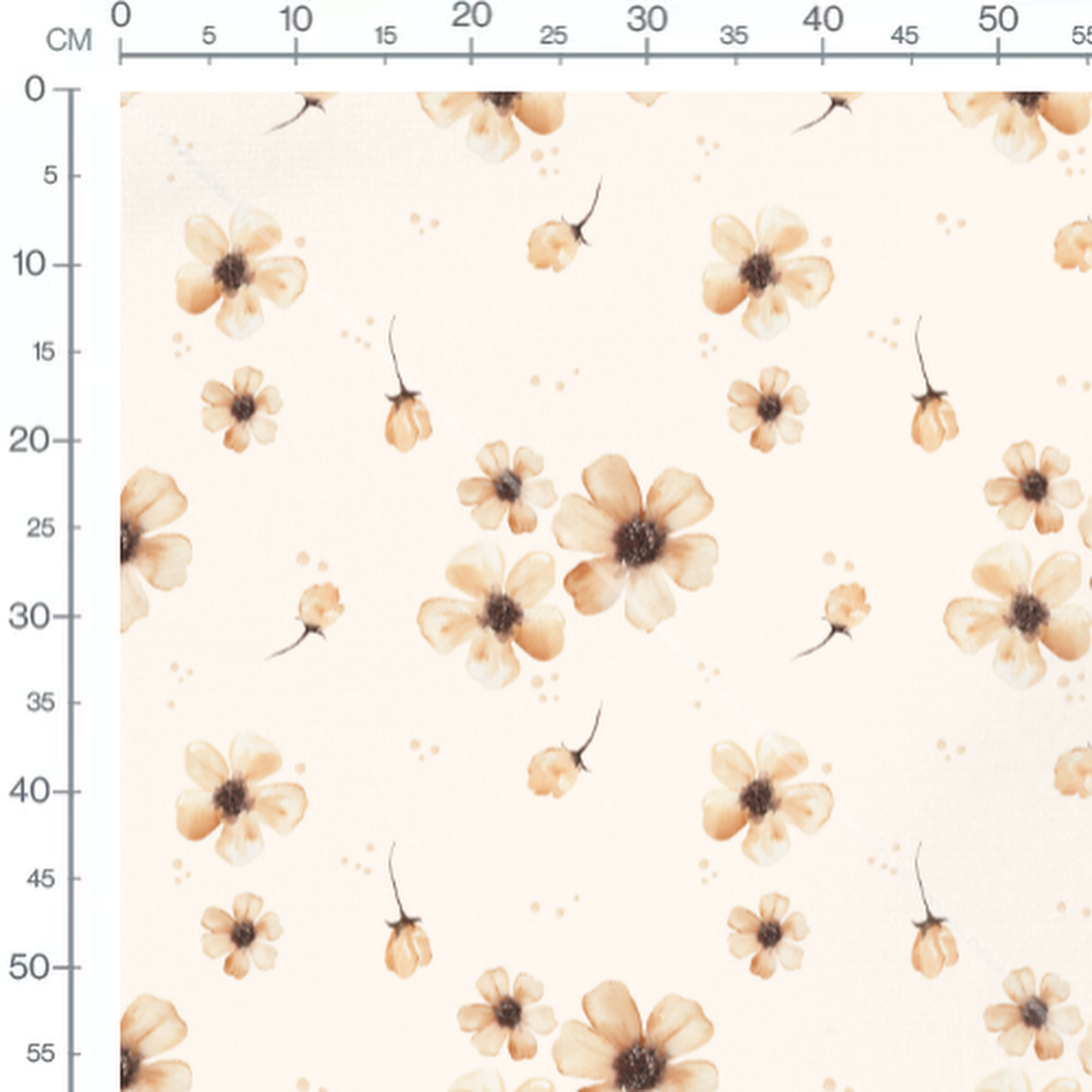Tissu - Fleurs beige doux sur crème
