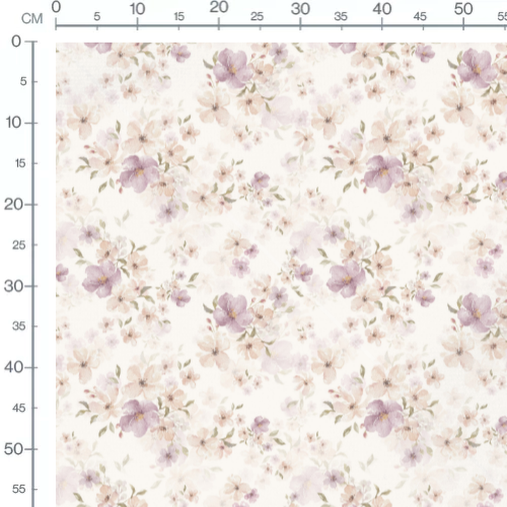 Tissu - Fleurs pastel sur fond blanc 4
