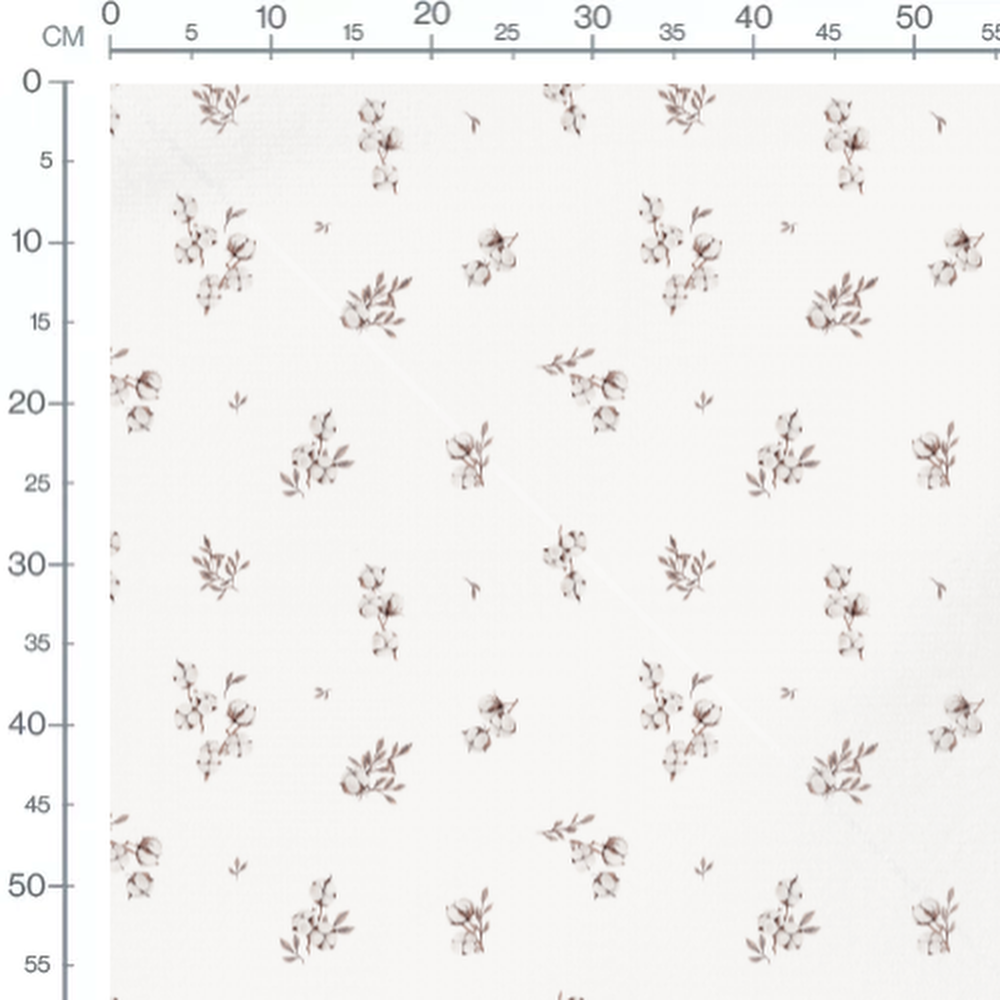 Tissu - Boules de coton dessinées