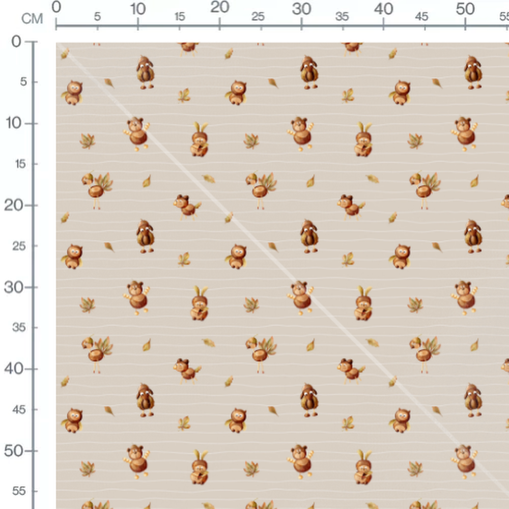 Tissu - Animaux marron sur fond beige