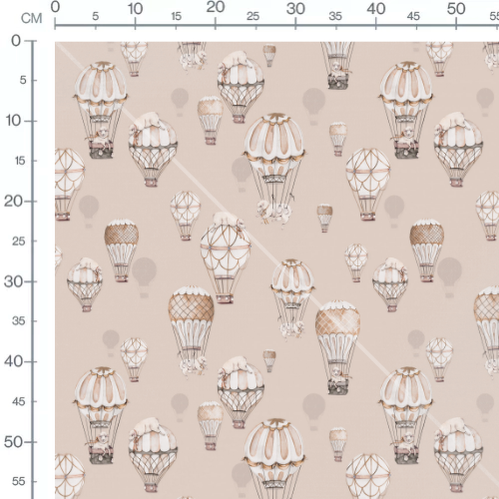 Tissu - Montgolfières brunes et paisibles