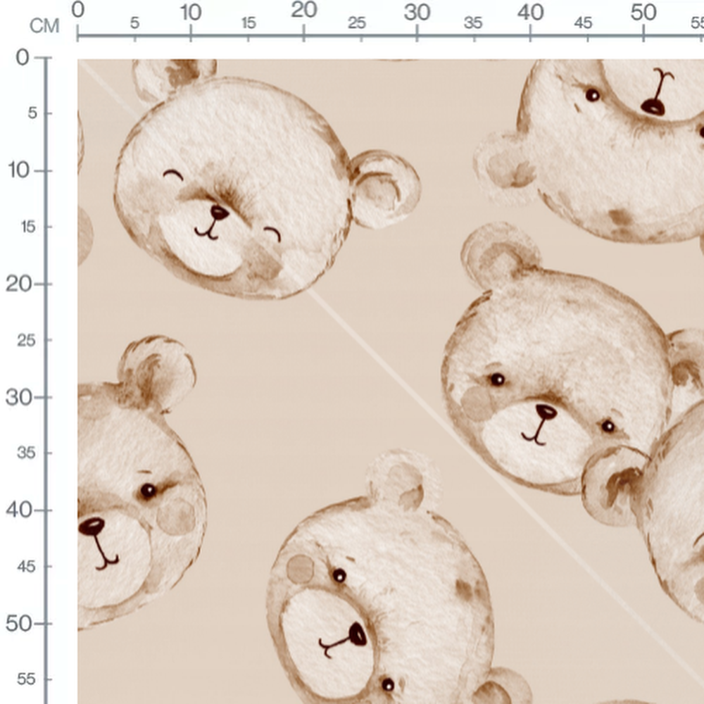 Tissu - Oursons marron joyeux