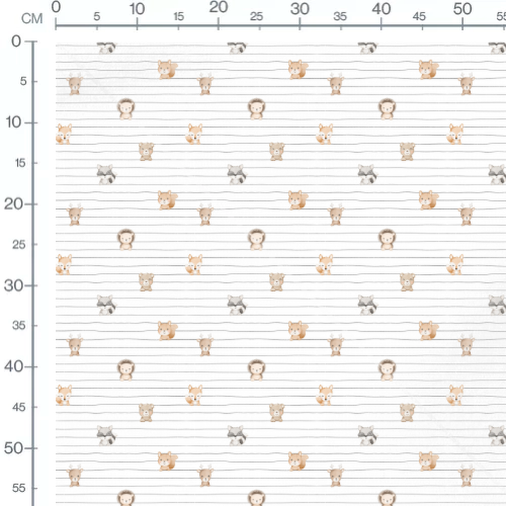 Tissu - Mignons animaux pastel en lignes
