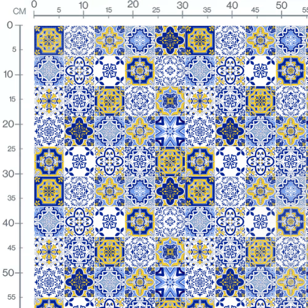 Tissu - Carreaux arabesques stylisées
