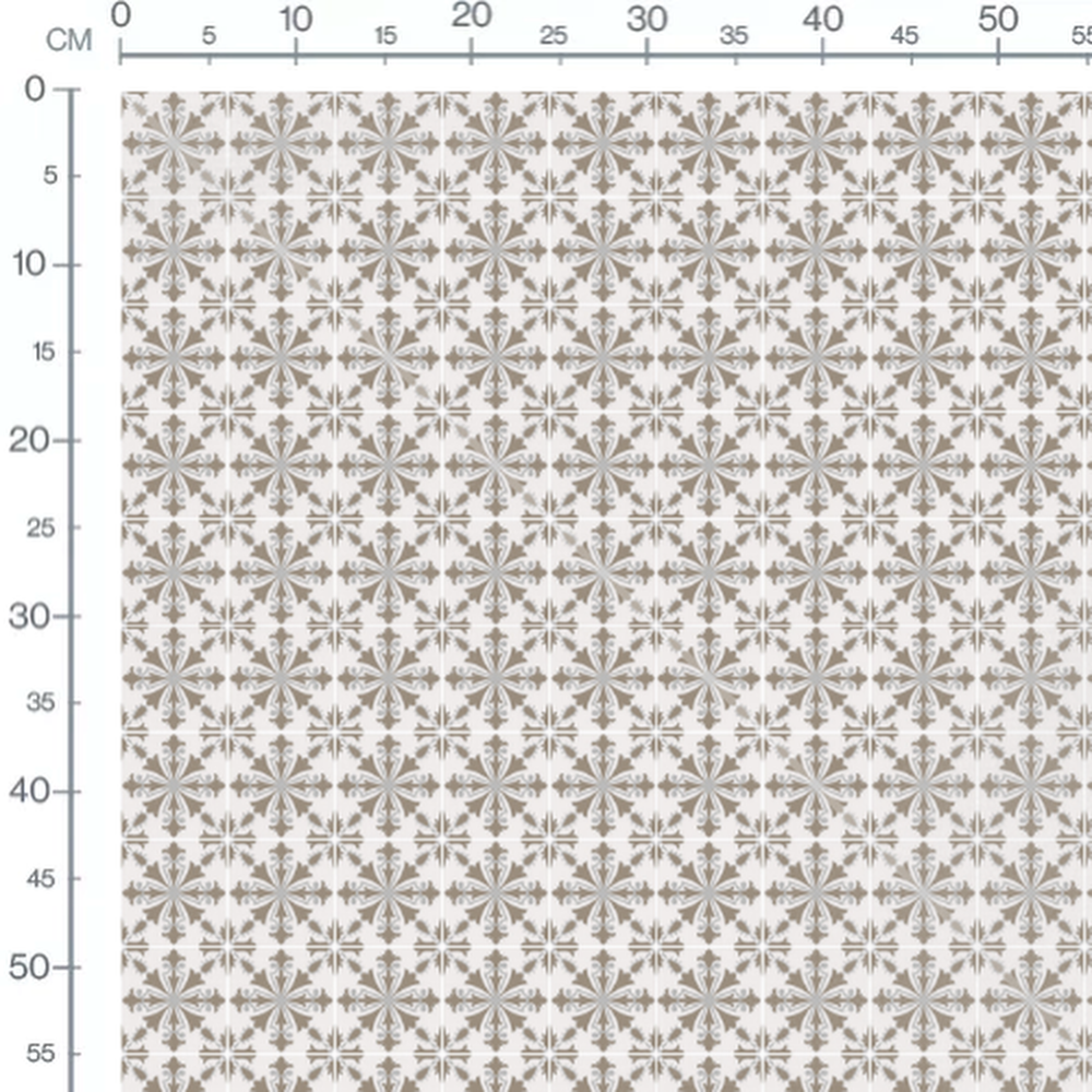 Tissu - Fleurs stylisées marron sur beige