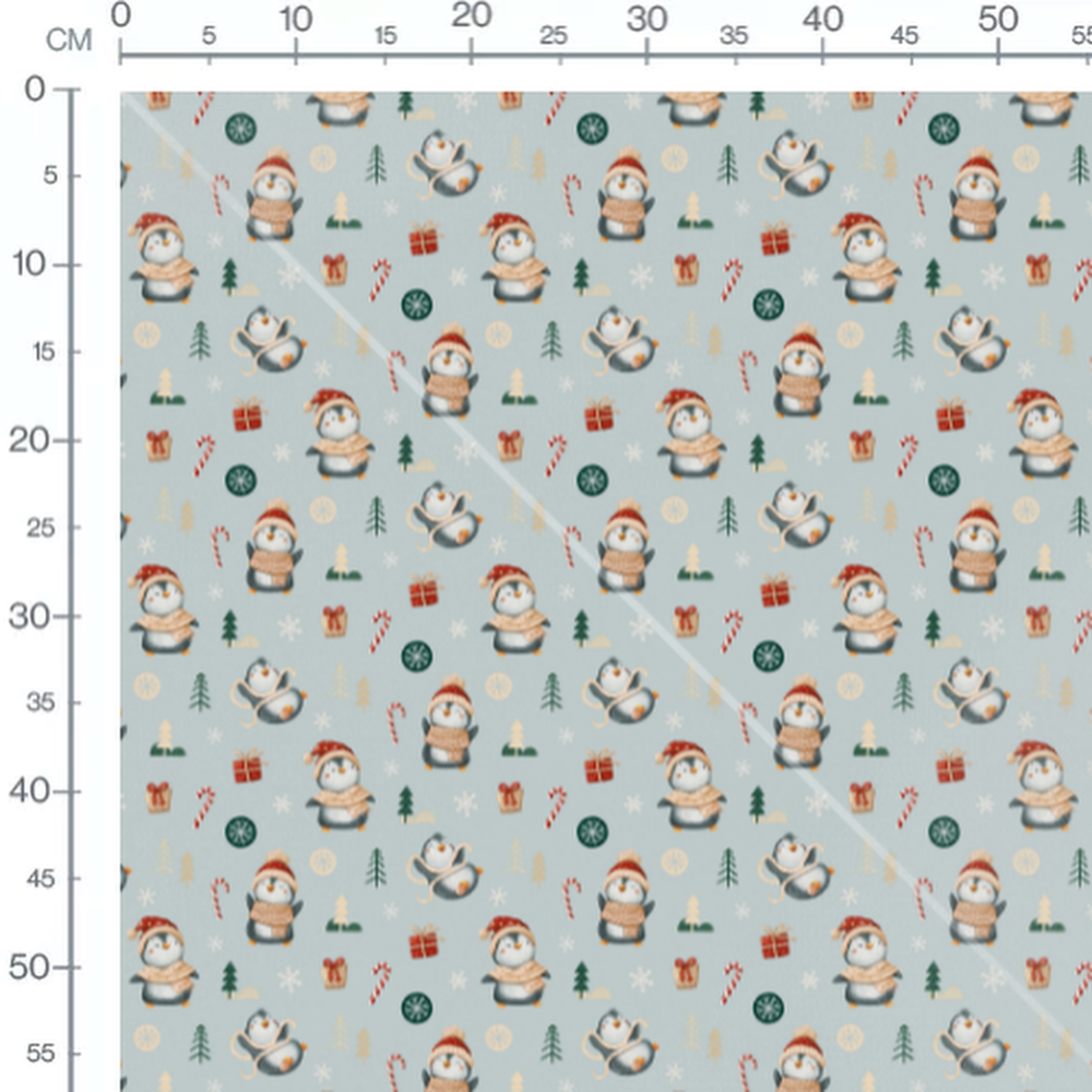 Tissu - Pingouins et décorations de Noël
