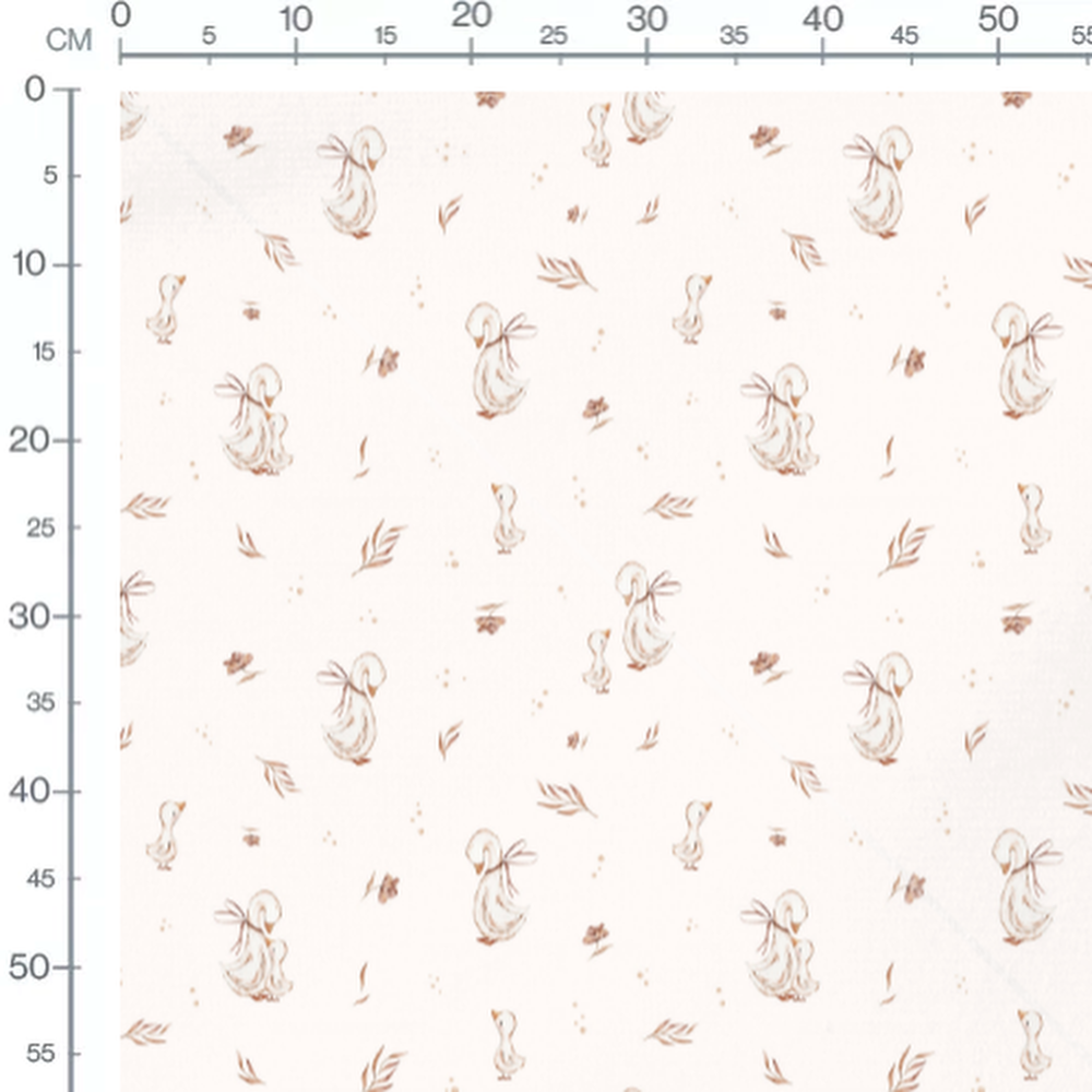 Tissu - Canards et nœuds crème doux