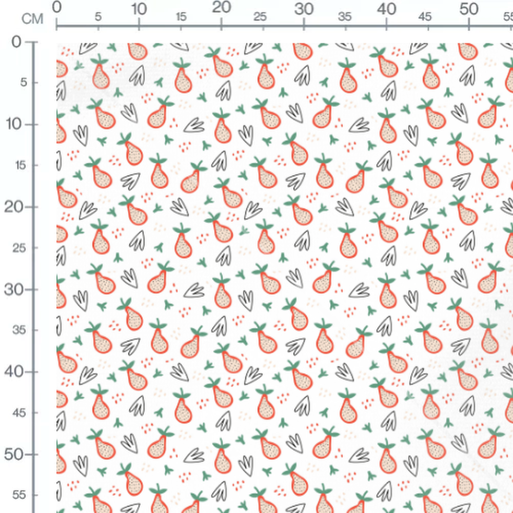 Tissu - Poires et motifs abstraits