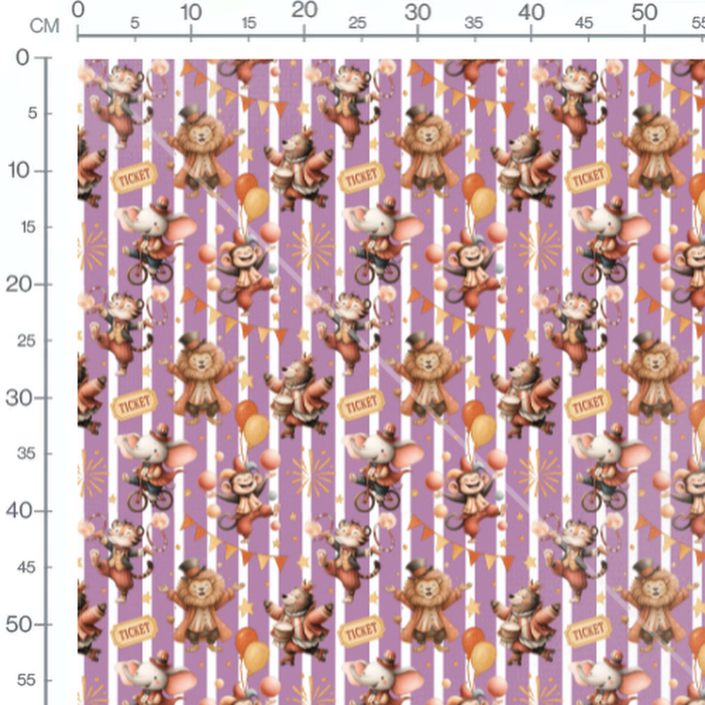 Tissu - Cirque joyeux rayé violet