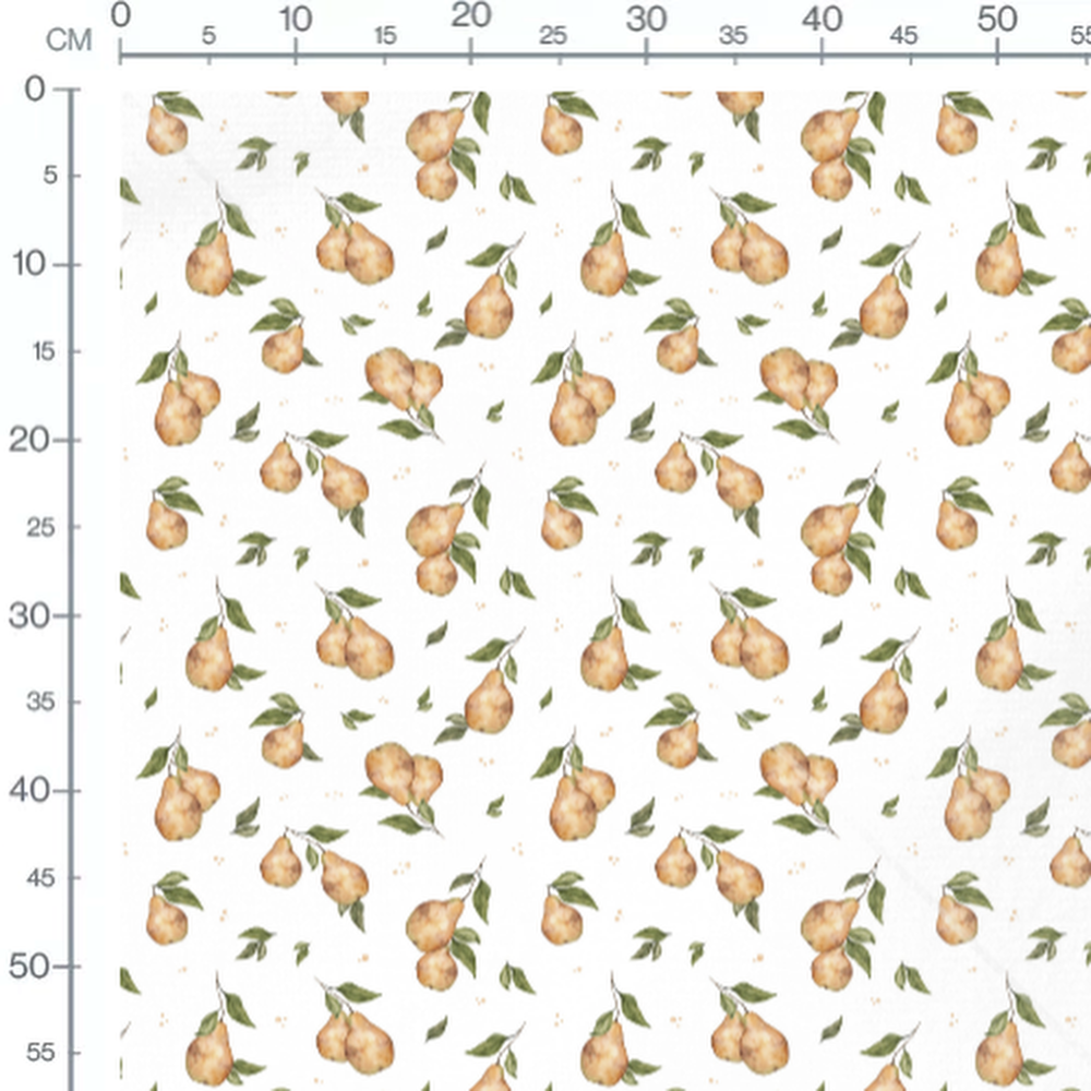 Tissu - Poires brunes et feuilles vertes