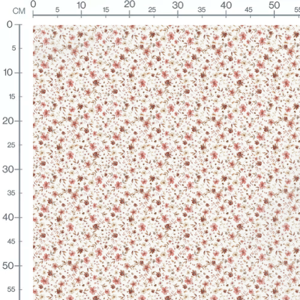 Tissu - Fleurs roses et brunes délicates 4