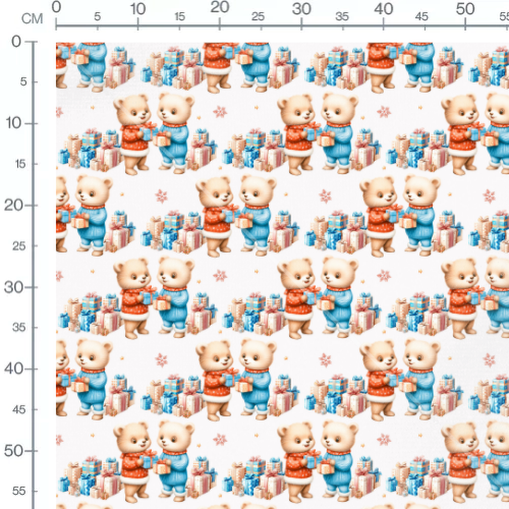 Tissu - Chevaux et branches rouges