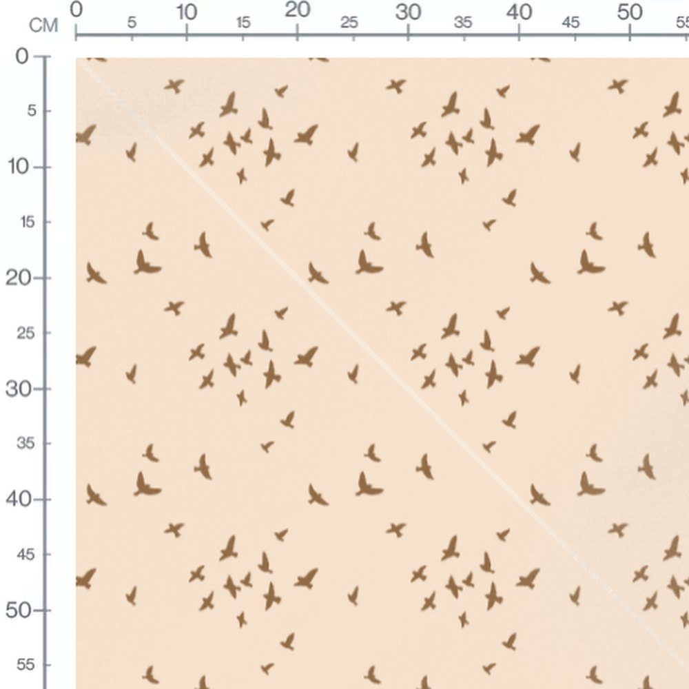 Tissu - Oiseaux marron sur beige