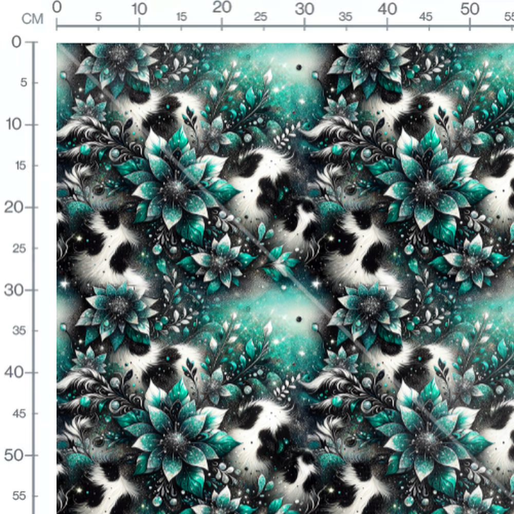 Tissu - fleur et vache