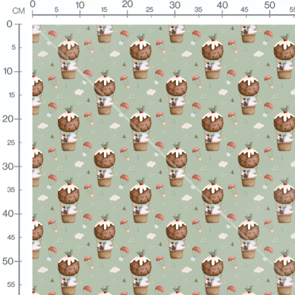 Tissu - Montgolfières de Noël