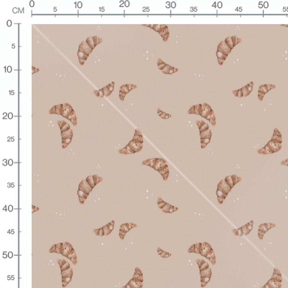 Tissu - Croissants bruns et points blancs