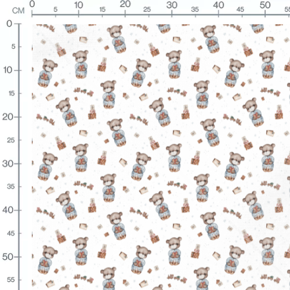 Tissu - Oursons bruns et cadeaux blancs