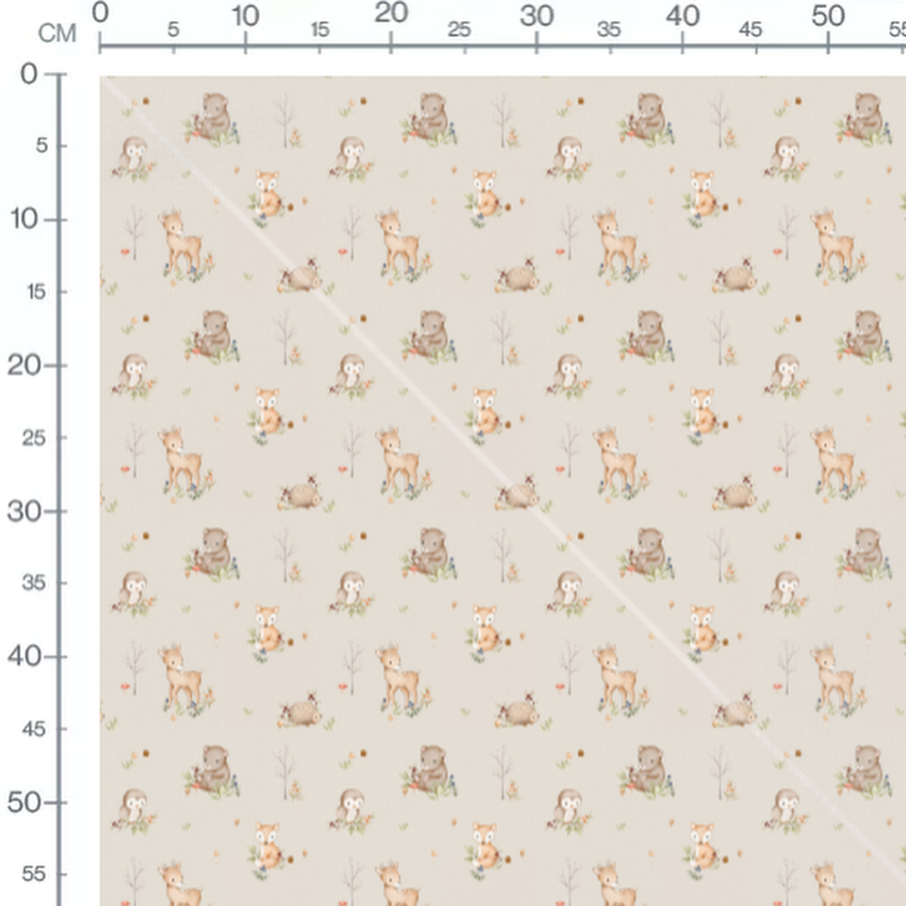 Tissu - Animaux forestiers colorés 3