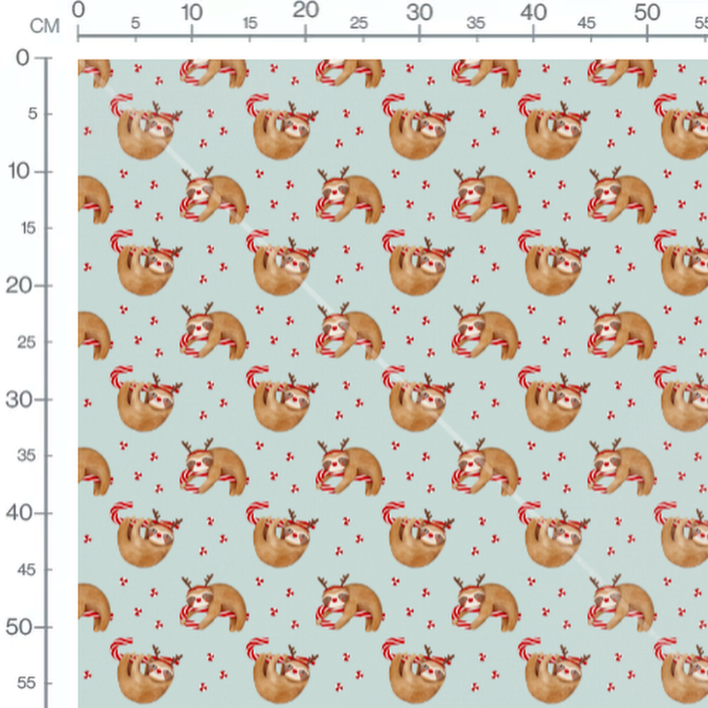 Tissu - Paresseux et cannes sur bleu