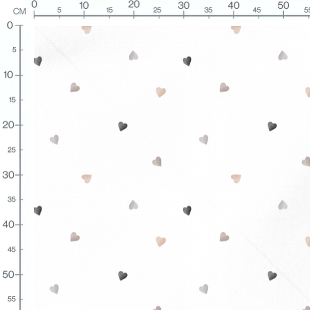 Tissu - Lapins et cœurs rouges doux