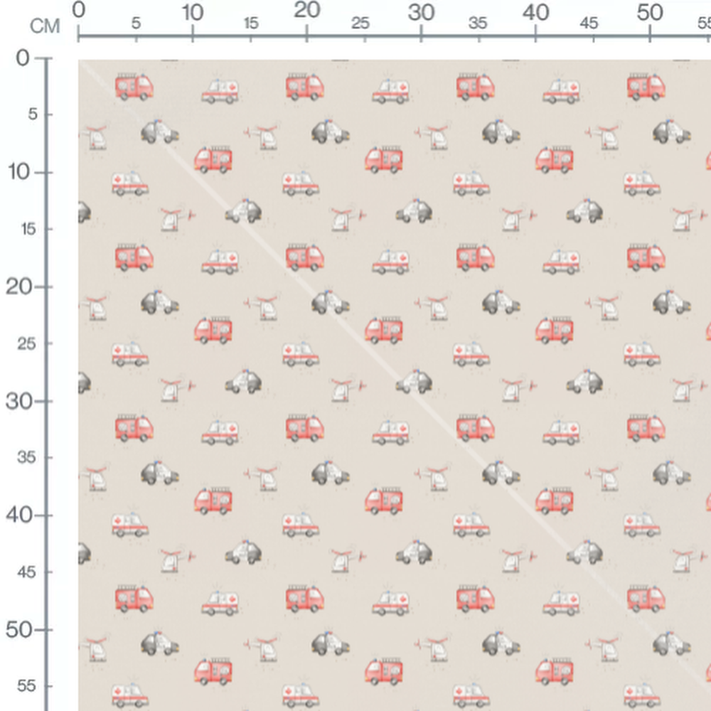 Tissu - Véhicules d'urgence dessinés