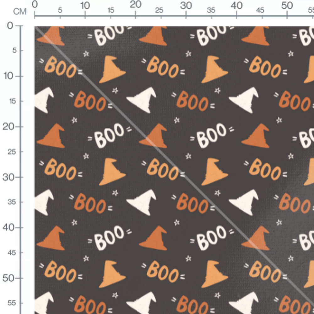 Tissu - Chapeaux sorcière orange blanc