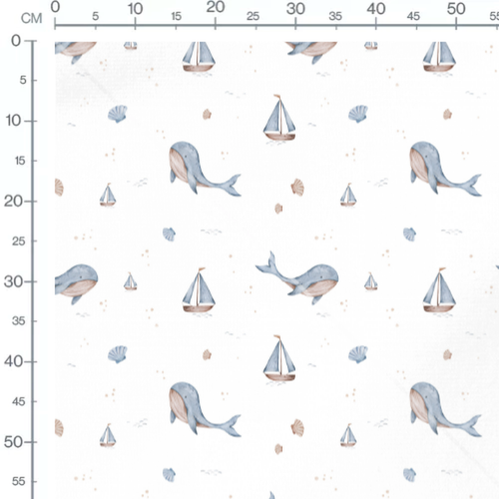 Tissu - Baleines et points beiges