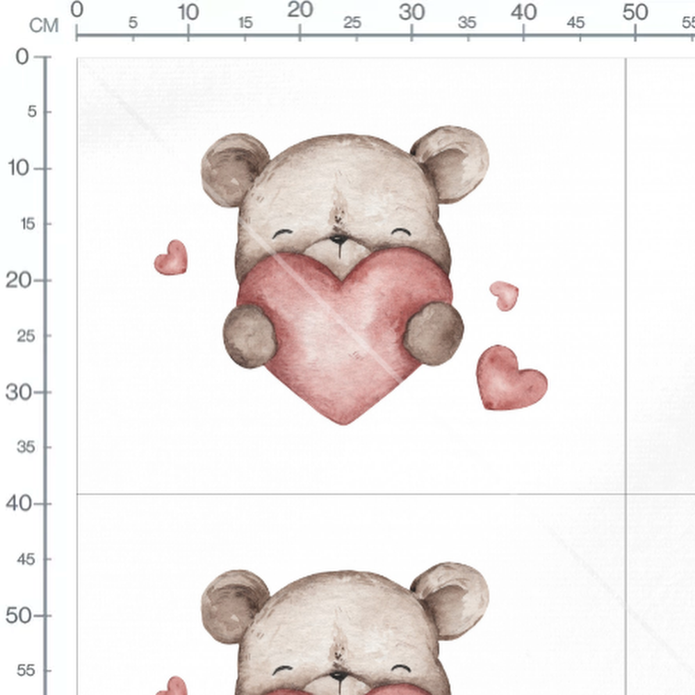 Tissu - Ourson tenant un cœur