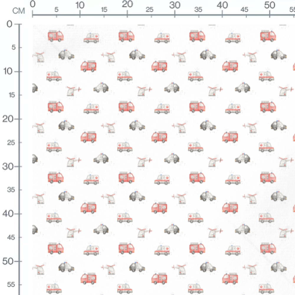 Tissu - Véhicules d'urgence rouges