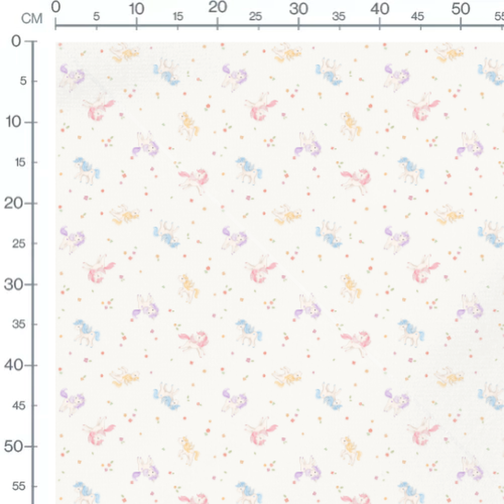 Tissu - Licornes colorées et fleurs vives