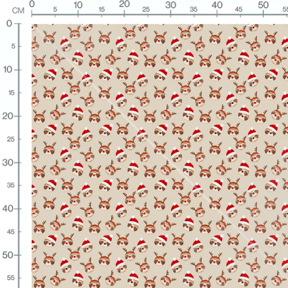 Tissu - Paresseux avec chapeaux beige