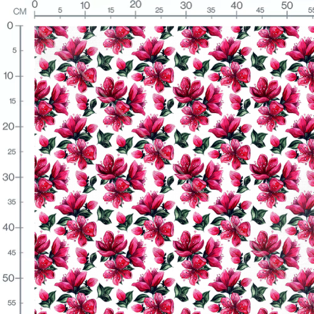 Tissu - Fleurs roses et feuilles vertes 7
