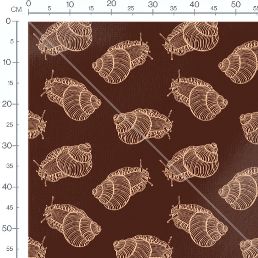 Tissu - Escargots beige sur marron