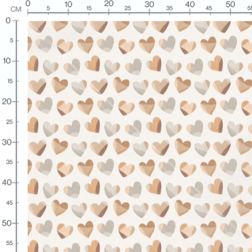 Tissu - Cœurs multicolores pastel