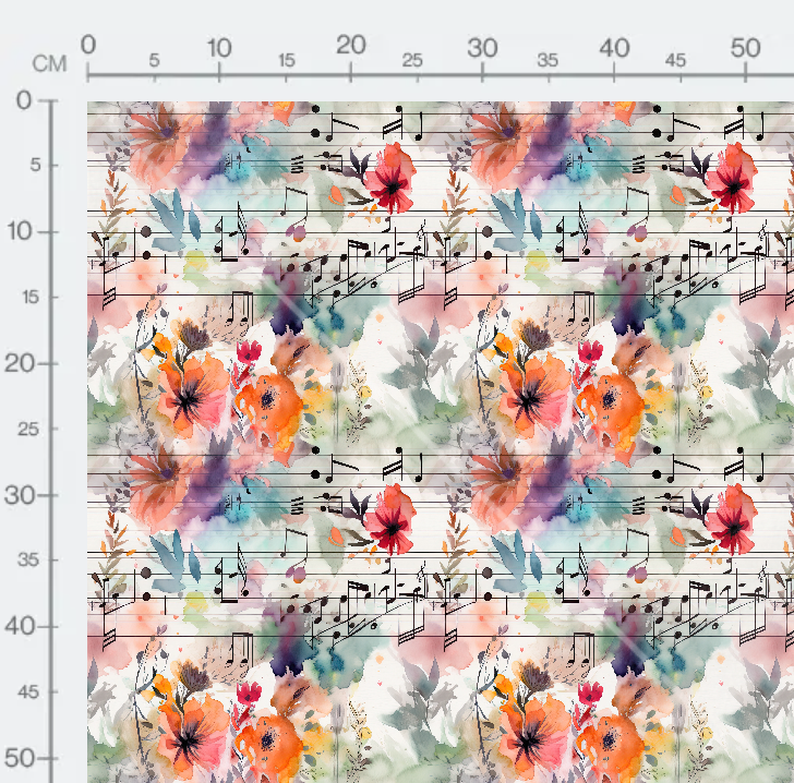 Tissu - Musique et fleurs 4
